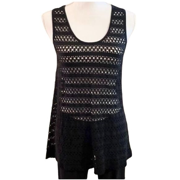 Women’s 𝅺Free Society sheer mesh black tank top/cover up - Picture 1 of 8